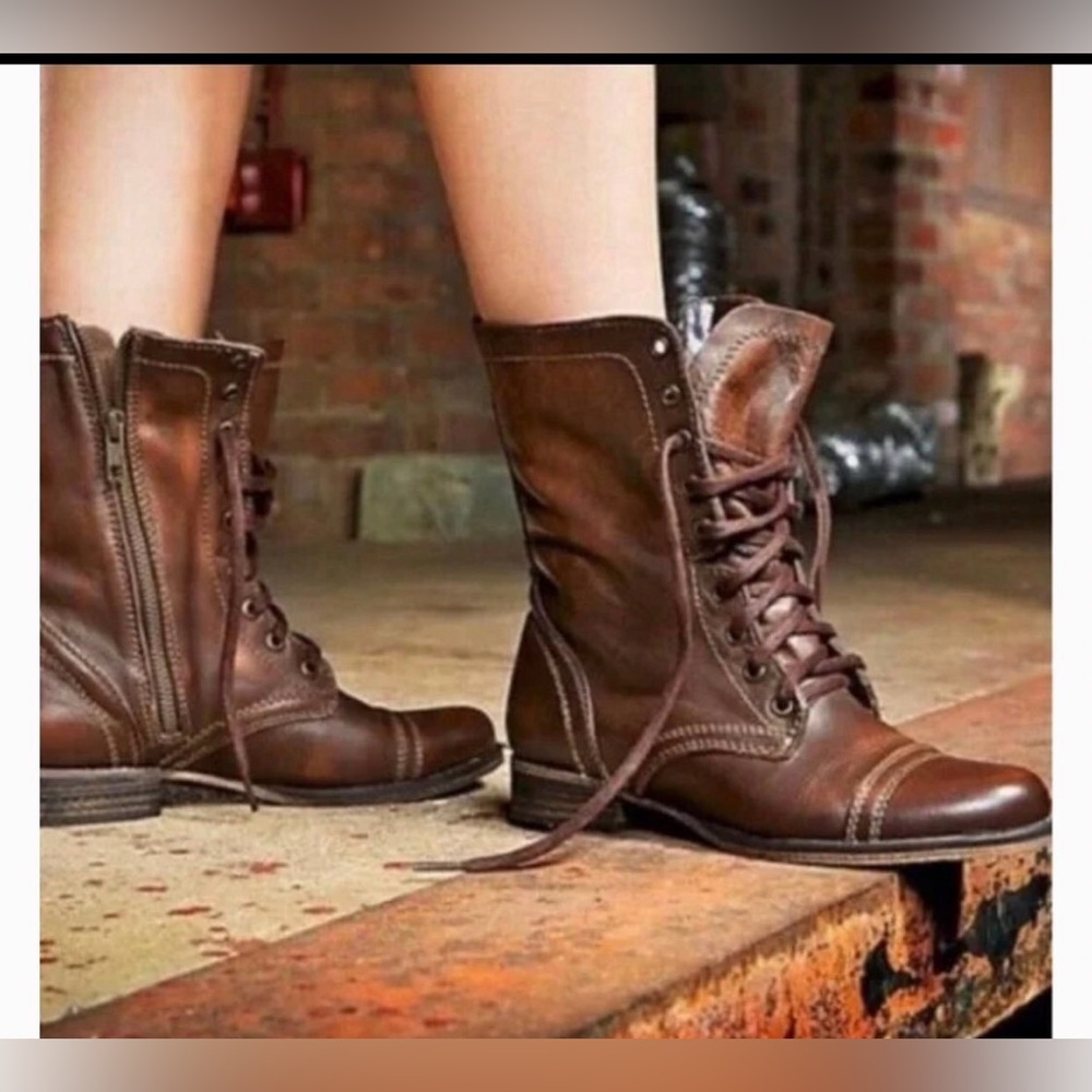 Steve Madden Troopa Dark Brown Combat Boots